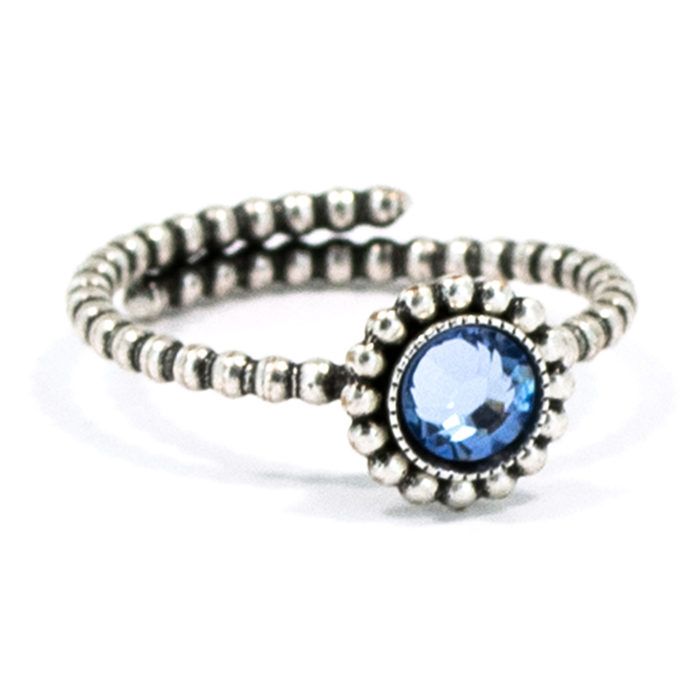 Ring "Flower" mit hellblauem Kristall