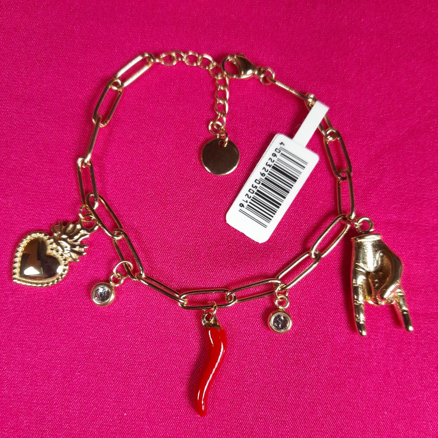 Armband mit Charms, Edelstahl verg.
