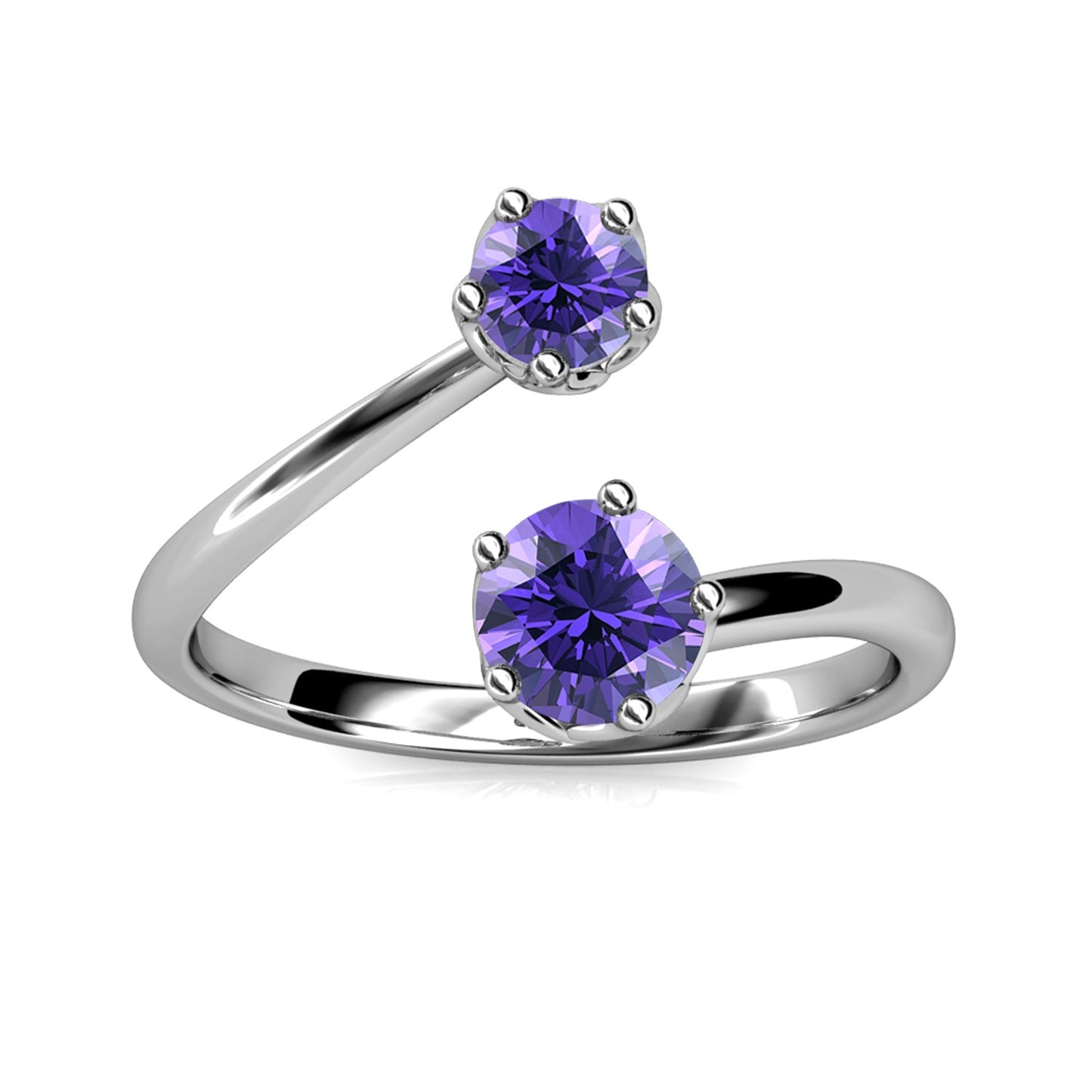 Ring mit zwei farbigen Kristallen