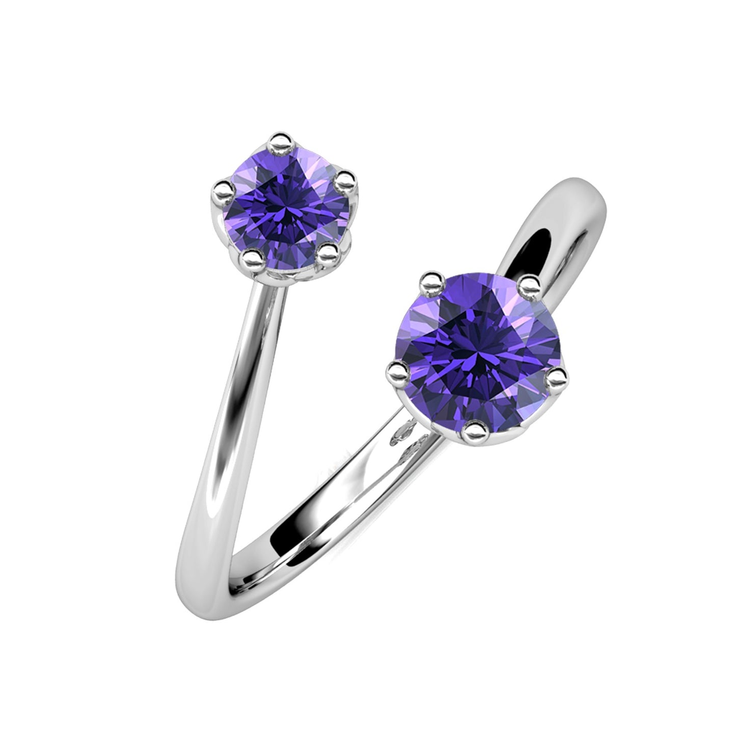 Ring mit zwei farbigen Kristallen