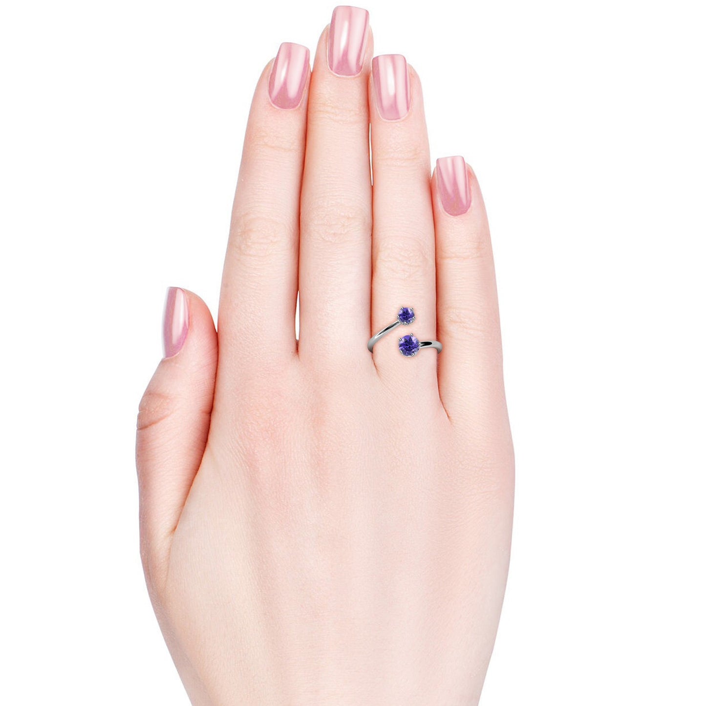 Ring mit zwei farbigen Kristallen