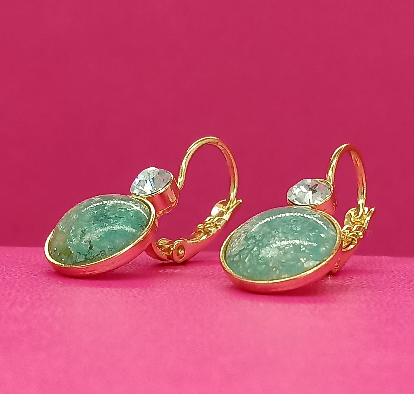 Sergio Engel Ohrringe "Bohemia" Mint/Goldfarben