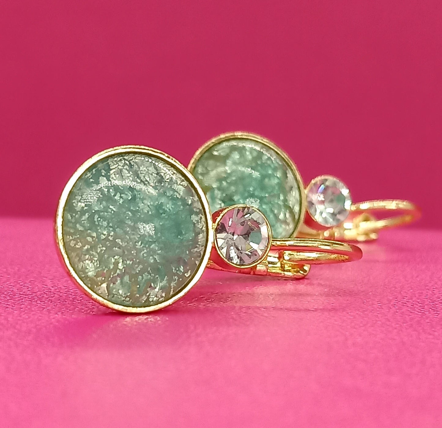 Sergio Engel Ohrringe "Bohemia" Mint/Goldfarben