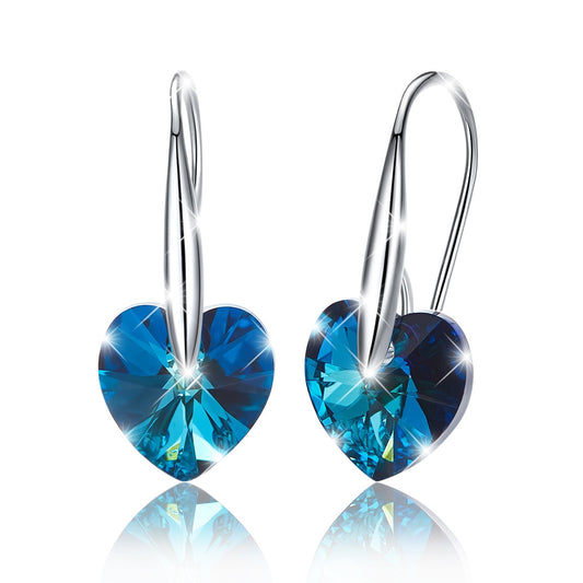Ohrringe "Blaues Herz", 925 Silber